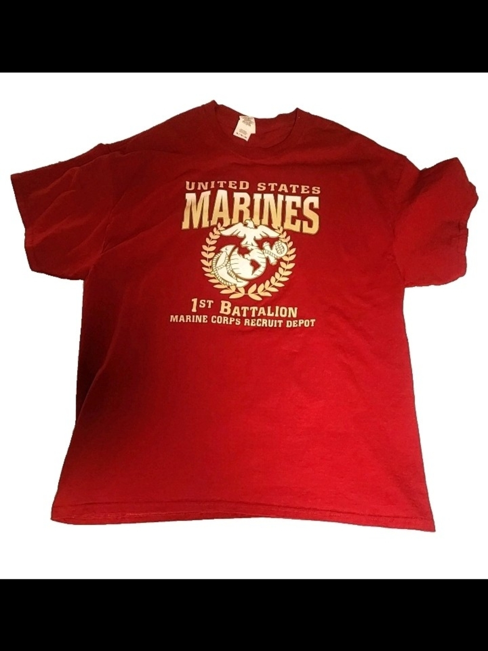 US Marines 1st Battalion T-Shirt XL Red Gildan Ultra Cotton Military Graphic Tee